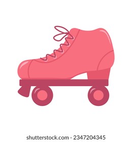 Pink roller skate isolated on white background. Trendy design element.