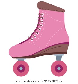 Pink roller skate vector cartoon illustration isolated on a white background.