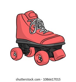 pink roller skate vector illustration sketch doodle hand drawn with black lines isolated on white background