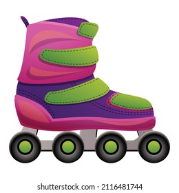 Pink roller skates icon cartoon vector. Summer sport. Cool apparel