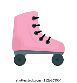 Pink roller skates icon. Flat illustration of pink roller skates vector icon for web design