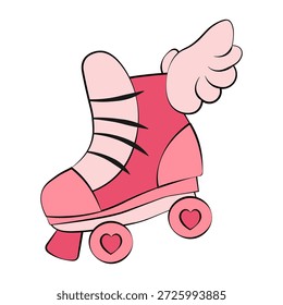 Patins de rodas cor-de-rosa com asas