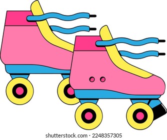 Pink roller skating vector. eps 10
