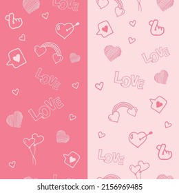 pink romantic background. hand drawn vector. love-hand drawn lettering with heart shape illustration. valentine's day background. wallpaper, greeting card, decoration, postcard, cover magazine. 