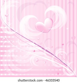 Pink romantic background with heart in a vector