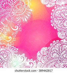 Pink Romantic background for meditation with white ornament