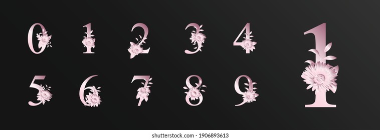 Pink romantic beautiful number decoration for wedding with floral 