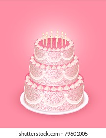 Pink romantic cake - greeting card