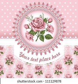 Pink romantic floral background with vintage roses