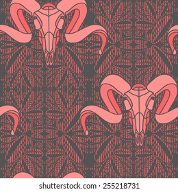 Pink romantic hand drawn seamless floral pattern.