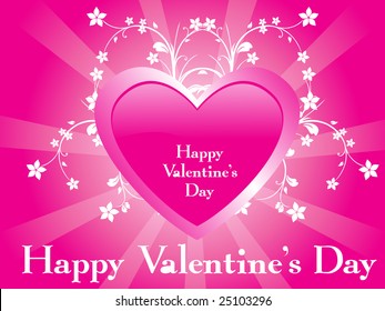 pink romantic heart and floral, wallpaper