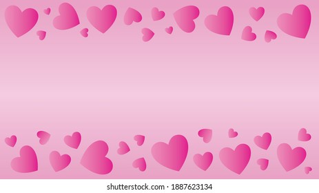 Pink romantic hearts frame. St Valentine's vector illustration.