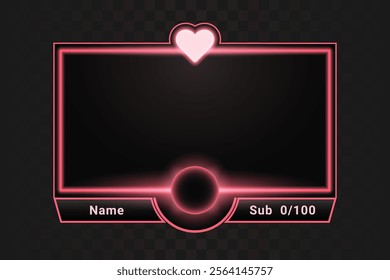 Pink romantic overlay frame for game live stream broadcast with logo place