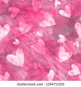 Pink romantic seamless texture. Valentines hearts. Abstract vector background for web page, banners backdrop, fabric, home decor, wrapping