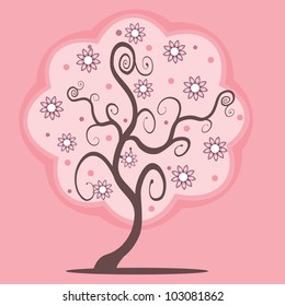 pink romantic tree, tree with romantic pink background,