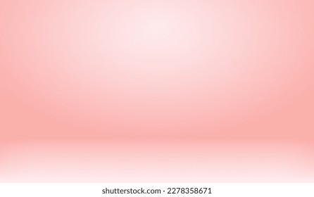 Pink room background. Abstract empty studio. Horizontal bg. Light scene for product. Simple 3d backdrop. Gradient table. Minimal texture blank wall and floor. Skyline mockup. Vector illustration