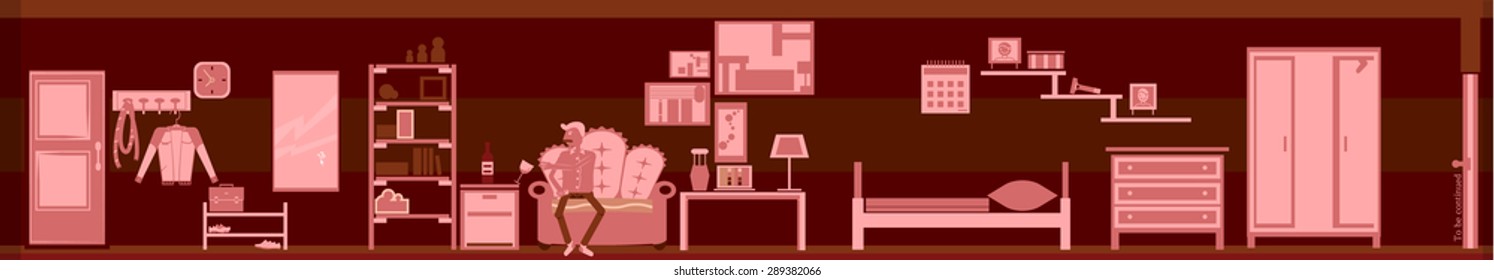 Pink Room tired and melancholic person