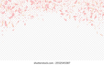 Pink Rosa Vector Transparent Background. Heart Romantic Design. Cherry SummerDrop Illustration. Leaf Blow Pattern. White Blossom Realistic Template.