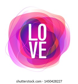 Pink Rose abstract shape with LOVE lettering on white background