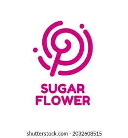 pink rose beauty sugar candy flower logo concept design illustration