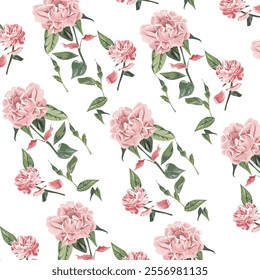 Pink rose bouquet botanical flowers. Wild spring leaf wildflower. Watercolor illustration set. Watercolour drawing fashion aquarelle. Seamless background pattern. Fabric wallpaper print texture.	
