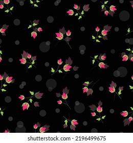 Pink rose buds ditsy creative modern vector seamless pattern print design. For fabric fashion allover print, textile, clothing, packaging, wrapping and more