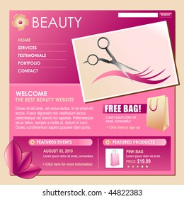 A pink and rose colored beauty style hair template for your business. Make your own business flyer or web template and chnage the text. Perfect for hairdressers or salons.