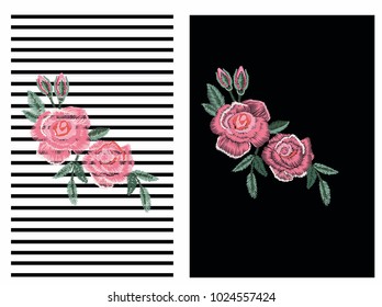 pink rose embroidery