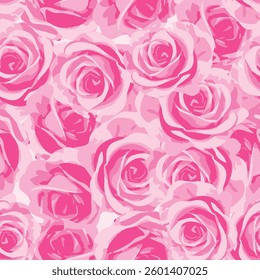 Pink Rose Floral Seamless Pattern Vector Illustration