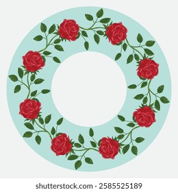 Pink Rose Floral Wreath EPS Vector