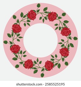 Pink Rose Floral Wreath EPS Vector