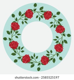 Pink Rose Floral Wreath EPS Vector