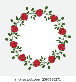 Pink Rose Floral Wreath EPS Vector