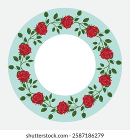 Pink Rose Floral Wreath EPS Vector