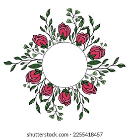 Pink rose flower and grass frame for wlinvitations and card 