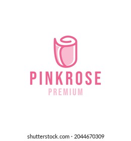 pink rose flower Logo vector design. luxury fashion symbol icon graphic. flora tulip emblem for Company and business