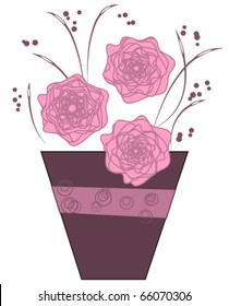 Pink rose in the flowerpot