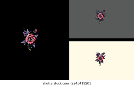 pink rose flowers vector illustration design