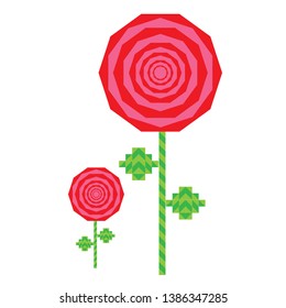 Pink rose geometric polygon style illustration. - Vector
