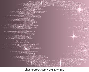 Pink rose gold glitter confetti holiday lights wedding background. Pink gold sparkle dots glitter tinsels luxurious invitation card border. Confetti dust, rose gold dot stars lines.