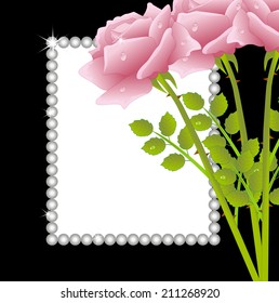 pink rose and greeting-card,vector illustration