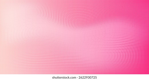 Rosa rosa padrão de meio-tom. Fundo de gradiente de quadrinhos retrô. Sobreposição de textura pontilhada pixelada. Desenho animado pop art desbotado padrão de gradiente. Tela de fundo vetorial para cartaz, faixa, anúncio