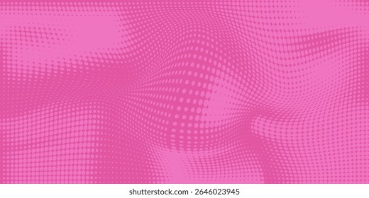 Pink rose halftone pattern. Retro comic gradient background. Pixelated dotted texture overlay. Cartoon pop art faded gradient pattern. Vector backdrop for poster, banner, advertisement