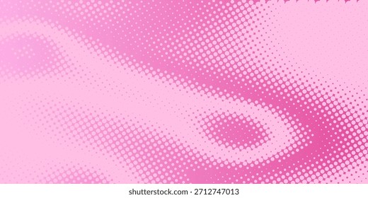 Patrón de semitono rosa. Fondo de degradado de cómic retro. Superposición de textura punteada pixelada. Dibujos animados pop art degradado patrón. Fondo de Vector para cartel, Anuncio, anuncio