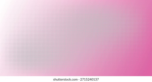 Patrón de semitono rosa. Fondo de degradado de cómic retro. Superposición de textura punteada pixelada. Dibujos animados pop art degradado patrón. Fondo de Vector para cartel, Anuncio, anuncio