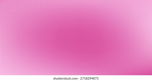 Patrón de semitono rosa. Fondo de degradado de cómic retro. Superposición de textura punteada pixelada. Dibujos animados pop art degradado patrón. Fondo de Vector para cartel, Anuncio, anuncio
