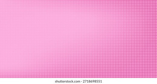 Patrón de semitono rosa. Fondo de degradado de cómic retro. Superposición de textura punteada pixelada. Dibujos animados pop art degradado patrón. Fondo de Vector para cartel, Anuncio, anuncio