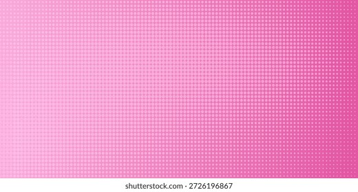 Patrón de semitono rosa. Fondo de degradado de cómic retro. Superposición de textura de punto pixelado.