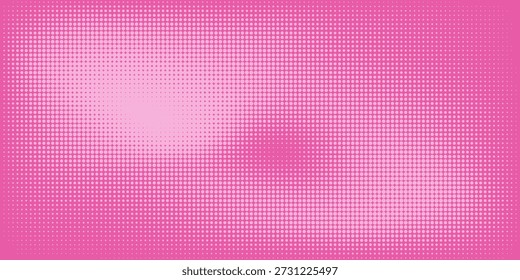 Patrón de semitono rosa. Fondo de degradado de cómic retro. Superposición de textura punteada pixelada. Dibujos animados pop art degradado patrón. Fondo de Vector para cartel, Anuncio, anuncio
