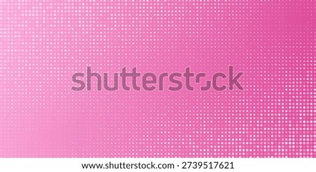 Pink rose halftone pattern. Retro comic gradient background. Pixelated dotted texture overlay. Cartoon pop art faded gradient pattern. Vector backdrop for poster, banner, advertisement